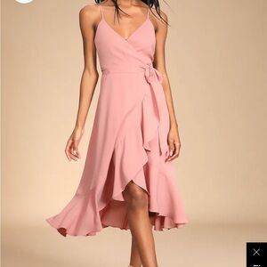 Lulus Pink Wrap-around Dress